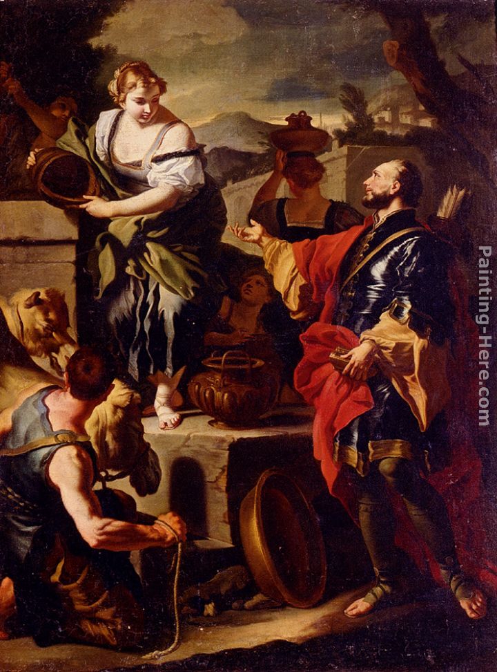 Rebecca And Eliezer At The Well painting - Francesco Solimena Rebecca And Eliezer At The Well art painting